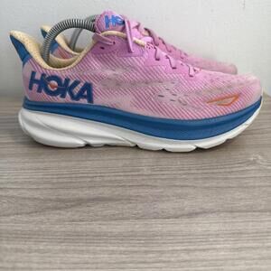 Hoka One One Clifton 9 Shoes Womens Size 9.5B Pink Running Sneakers 1127896 CSLC